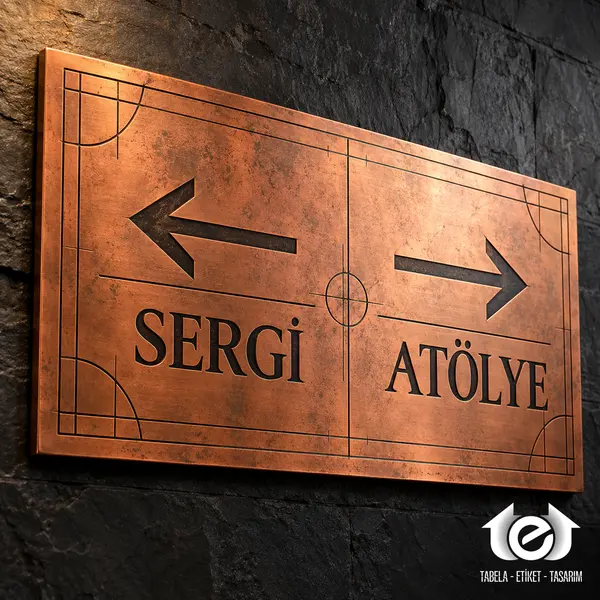 Asit İndirme Etiket – Sergi ve atölye için bakır yönlendirme levhası