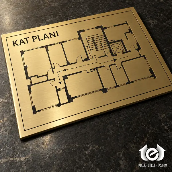Asit İndirme Etiket – Oyuk çizimli pirinç kat planı paneli