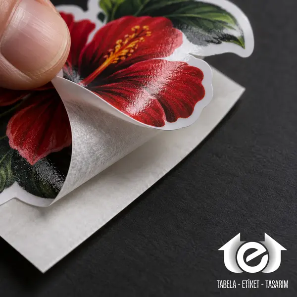 Baskes Etiket ve Sticker Baskı – Malzeme ve baskı/kazıma makro detayı