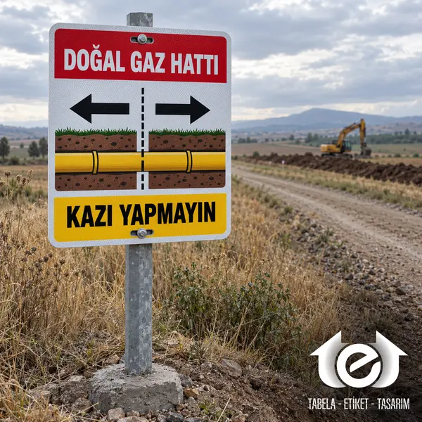 BOTAŞ Levhası – Kırsal güzergâhta direğe monte hat levhası