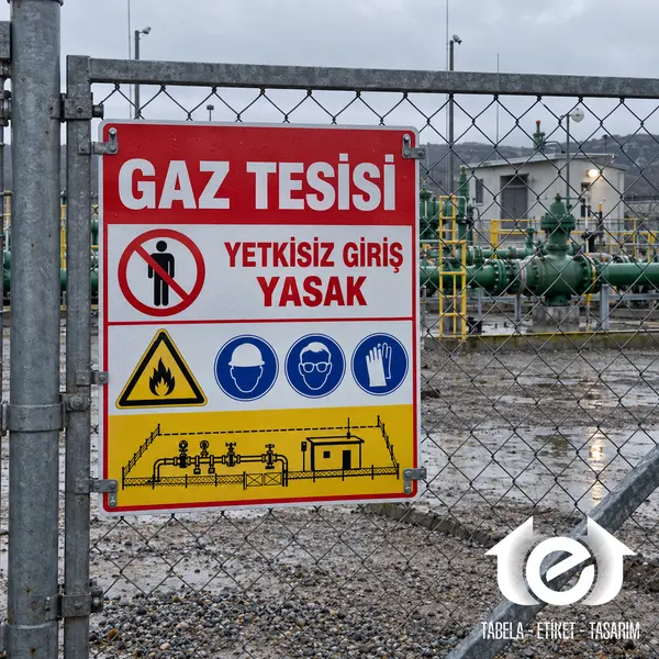 BOTAŞ Levhası – Gaz tesisi girişinde erişim ve güvenlik levhası