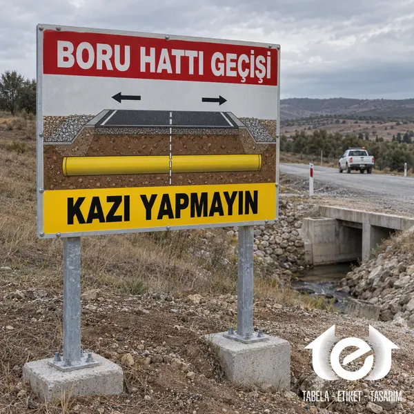 BOTAŞ Levhası – Yol geçişinde iki direkli kazı uyarı levhası