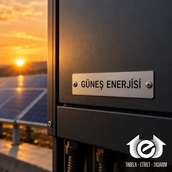 Metal Etiket Üretimi – Güneş enerjisi ekipmanında GÜNEŞ ENERJİSİ etiketi