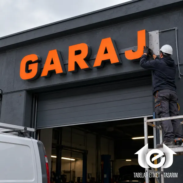 Pleksi Kutu Harf Tabela – GARAJ harflerinin servis kapısı üstüne son montajı