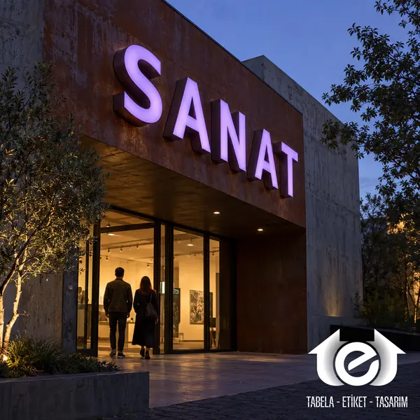 Pleksi Kutu Harf Tabela – SANAT merkezinin gece cephe harf uygulaması